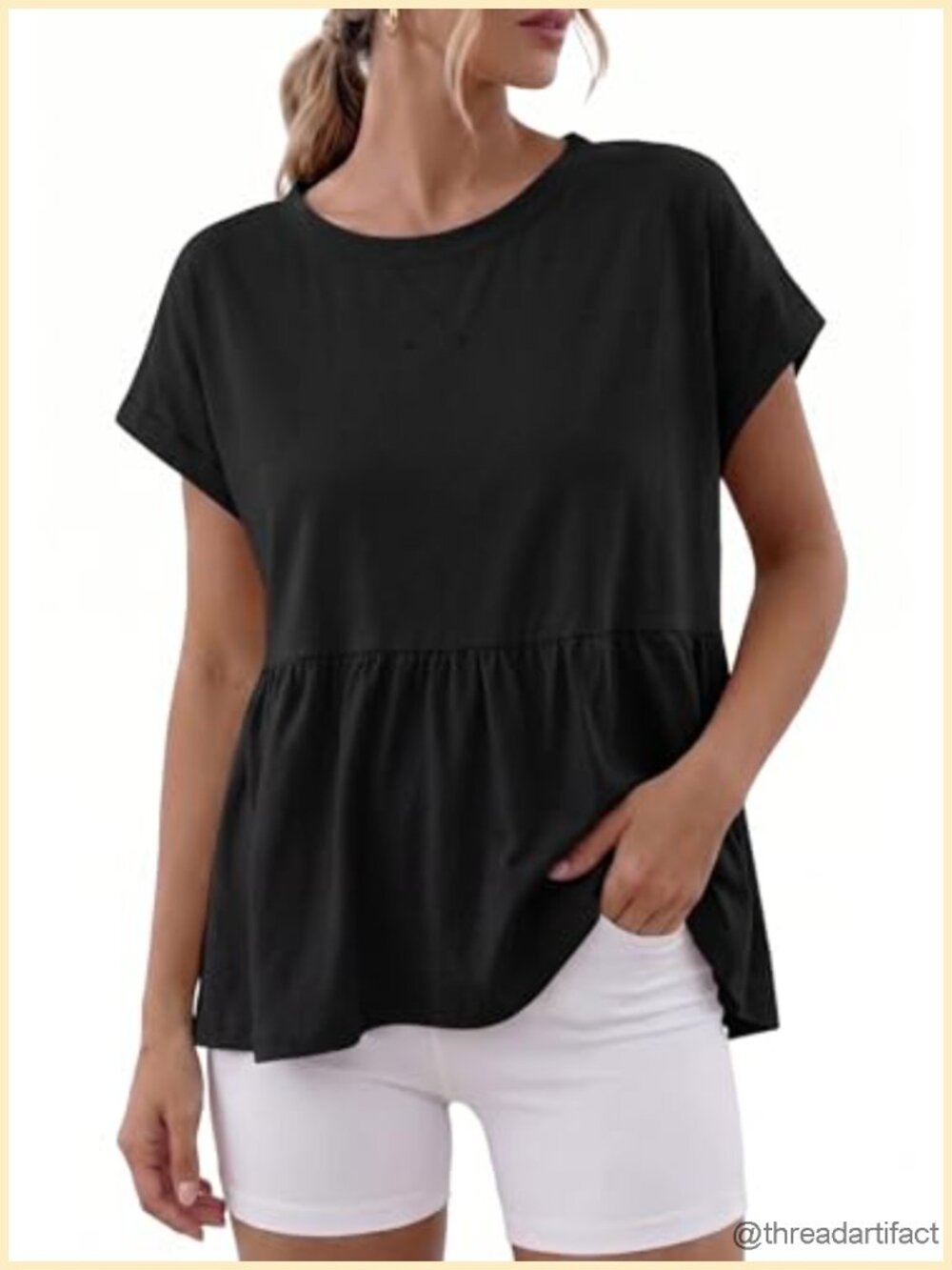 100% Cotton Boat Neck T-Shirt Relaxed Fit Short Sleeve Tee